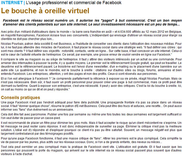 Union et Actions: Utiliser Facebook pour les indépendants