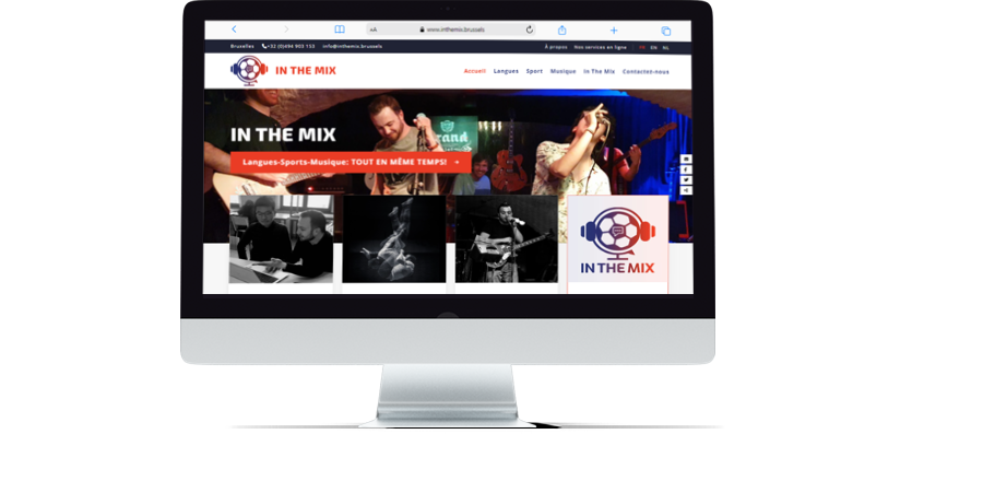 Le site web de In The Mix vue d'un ordinateur