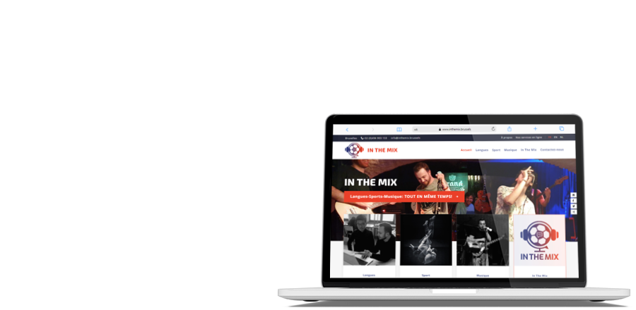 Le site web de In The Mix vue d'un ordinateur